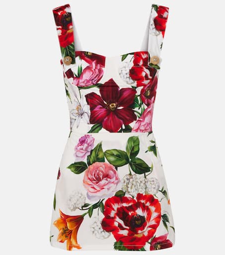 Tシャツ・カットソー DOLCE & GABBANA PEONY PRINTED POPLIN BUSTIER TOP Floral cotton poplin bustier dress in multicoloured - Dolce