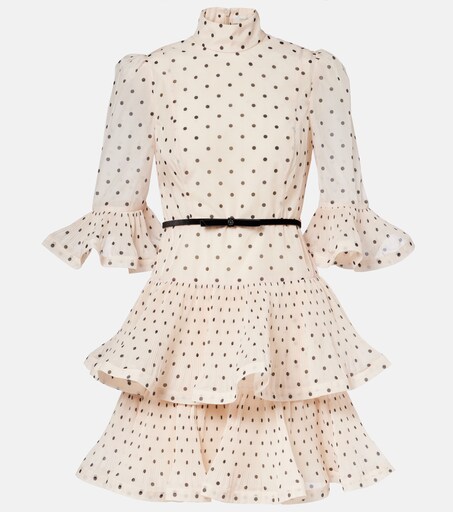 Polka-dot ruffled minidress in beige - Zimmermann | Mytheresa