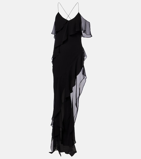 Ruffled silk chiffon maxi dress in black - The Sei | Mytheresa Ruffled silk chiffon maxi dress in black - The Sei | Mytheresa