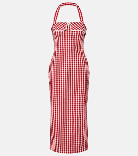 fitted lace wedding dress Alan Red Gingham Halter Mini Dress - 6