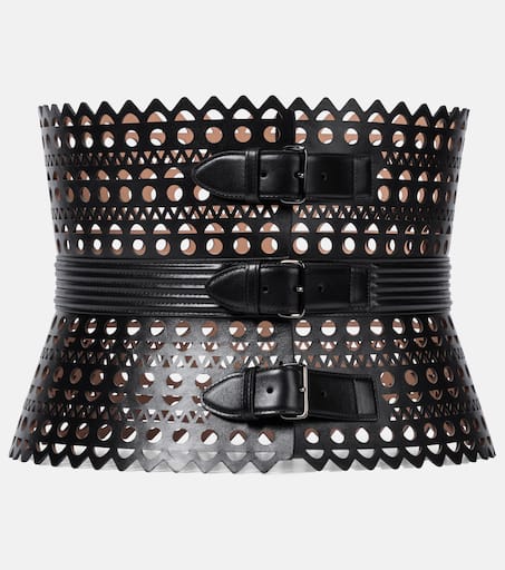 Vienne leather corset belt in black - Alaia