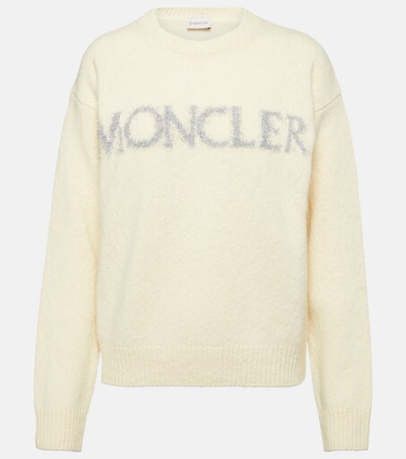 Logo Wool Sweater in White - Moncler | Mytheresa