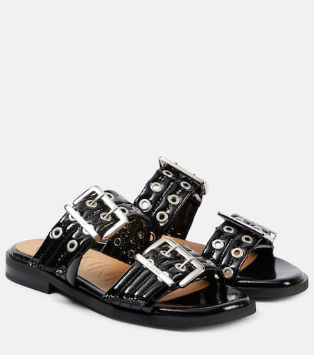 サンダル・ミュール GANNI Women Sandals S2934099 BLACK GANNI Leather slingback sandals | THE OUTNET
