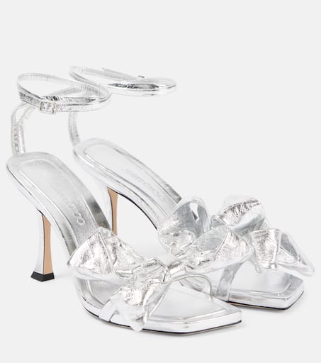 【Jimmy Choo】STAZ SANDAL 90◆0000094165GWG Staz Sandal 90 | Silver Vintage Metallic Leather Sandals