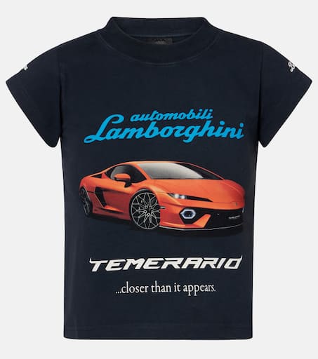 【バレンシアガ】 x Automobili Lamborghini コットンTシャツ x Automobili Lamborghini cotton jersey T-shirt in black