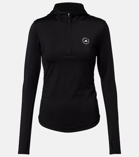 Logo hooded zip-up top in black - Adidas By Stella Mc Cartney | Mytheresa