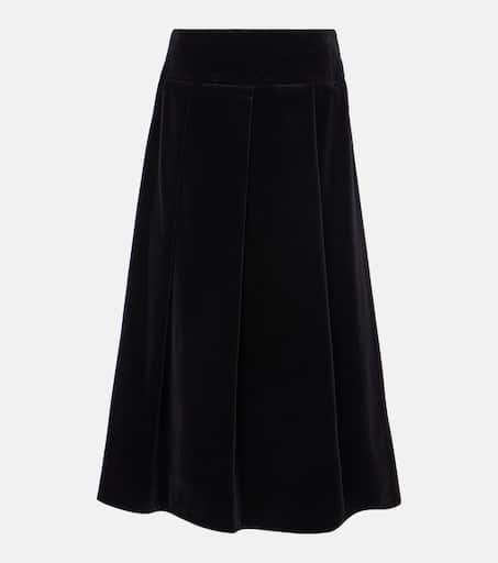 Paraggi cotton velvet midi skirt in black - S Max Mara