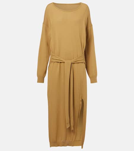 Trompe-l'œil cotton midi dress in beige - Lemaire | Mytheresa