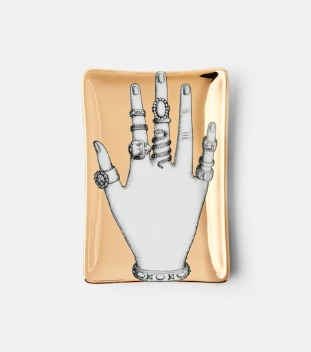 FORNASETTI Mano Ashtray アッシュトレイ Mano Con Anelli porcelain ashtray in gold - Fornasetti | Mytheresa