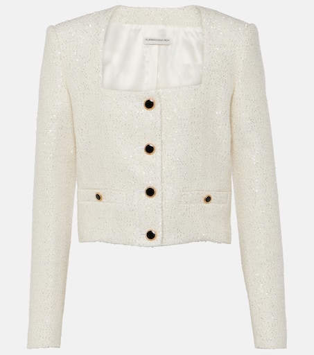 Sequined tweed jacket in white - Alessandra Rich | Mytheresa