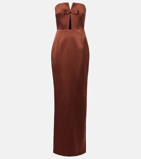 Holly bow-detail satin corset gown in brown - The New Arrivals Ilkyaz Ozel  | Mytheresa