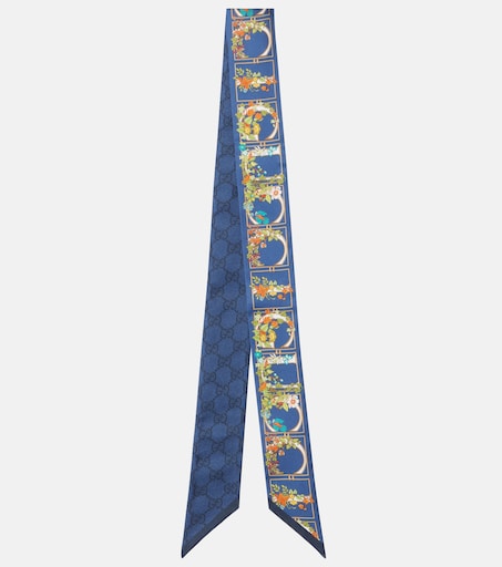 GG floral printed silk scarf in blue - Gucci | Mytheresa