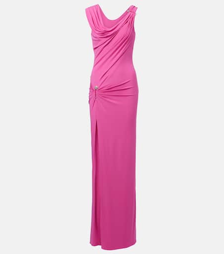 ワンピース Versace Satin Dress With Safety Pin 10186231A123691B000 Safety Pin Matte Satin Shirt Midi Dress | VERSACE