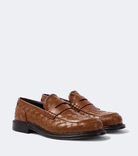 Bottega Veneta SCARPA PELLE S.CUOIO BROWN WHITE PENNY LOAFERS Scarpa Pelle S.Cuoio Dark Navy White Penny Loafers – THE-ECHELON main image 4