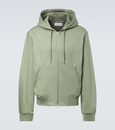 Cotton zip-up hoodie in green - Dries Van Noten | Mytheresa