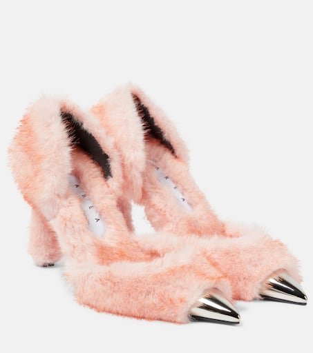Pink faux fur hotsell heels