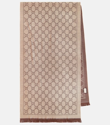 GG wool jacquard scarf in brown - Gucci | Mytheresa