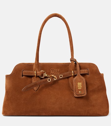 Aventure suede shoulder bag in brown - Miu Miu | Mytheresa