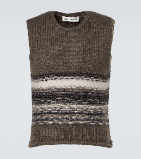 Pleaser striped wool and mohair sweater vest in brown - Our Legacy