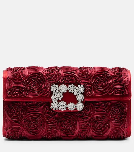 Rose Vivier embellished satin clutch in red - Roger Vivier | Mytheresa