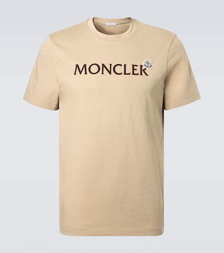 Cotton jersey T-shirt in beige - Moncler | Mytheresa