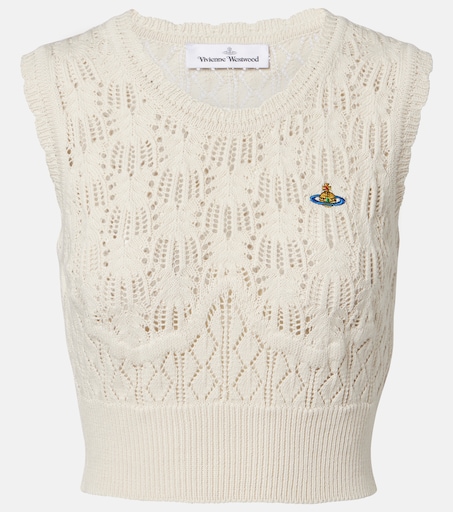 Ella cropped cotton sweater vest in white - Vivienne Westwood