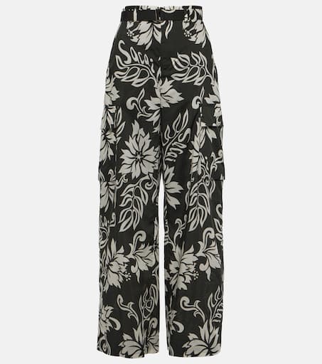 関送込み【sacai】High-rise floral pants High-rise floral wide-leg pants in black - Sacai | Mytheresa