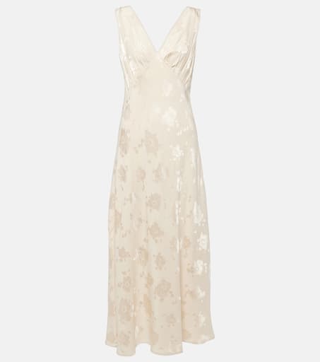 RIXO リキソー ブランド ワンピース Sandrine floral 1000370 Bridal Sandrine floral jacquard midi dress in white - Rixo