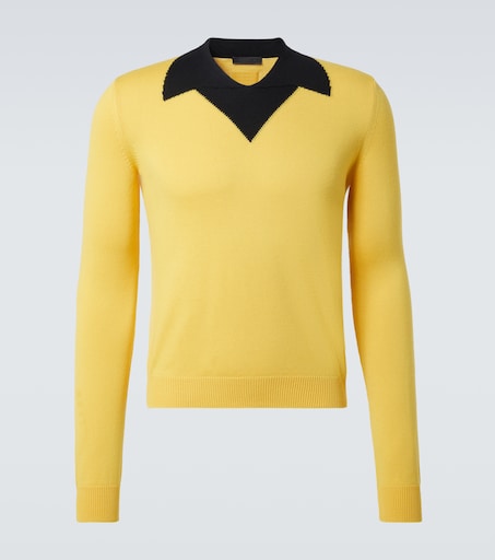 PRADA ロングニットタンクトップ クリーム色 44 Camel Brown Cropped Silk Sweater With Logo | PRADA - United States