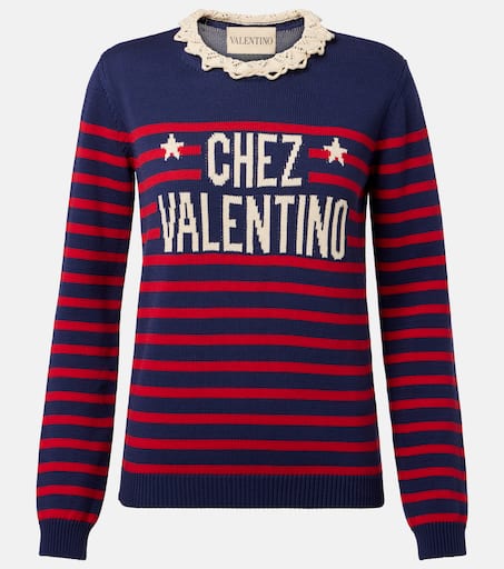 【関税込み】VALENTINO GARAVANI 'CHEZ VALENTINO' SWEATER Chez Valentino Sweater for Woman in Birch/black | Valentino US