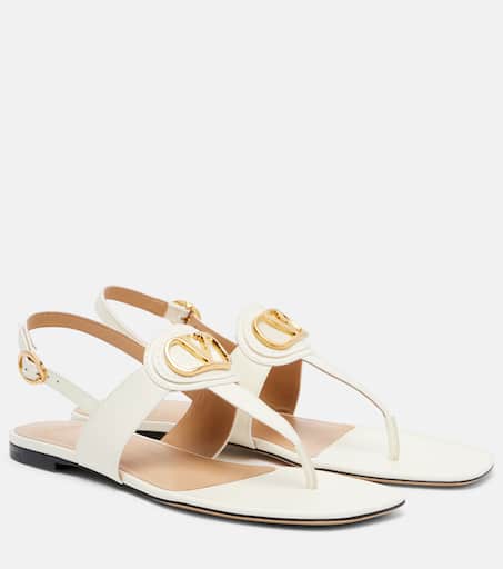 VLogo Signature leather thong sandals in white - Valentino
