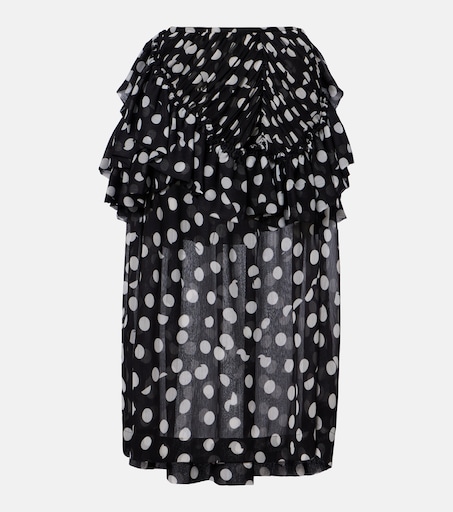 Polka-dot ruffled midi skirt in black - Dries Van Noten | Mytheresa