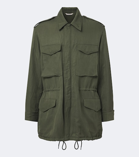 Silk and linen field jacket in green - Auralee | Mytheresa