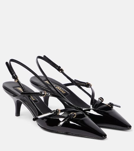 Black leather slingback outlet