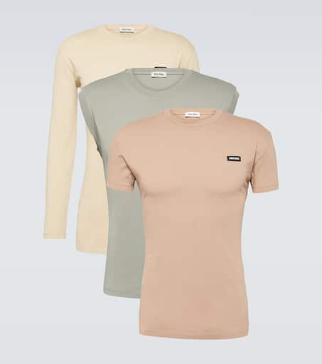 MiuMiu Set of 3 Jersey T-shirts 関税込 Miu Miu Jersey T-shirts (set Of three) | Black | FARFETCH