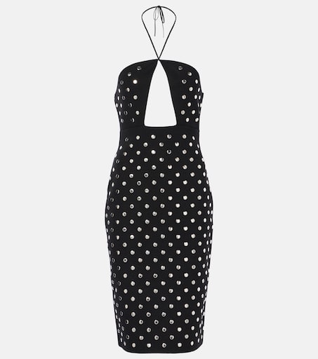 Studded cutout halterneck midi dress in black - Stella Mc