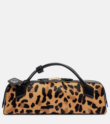 Le Teckel leopard-print calf hair clutch in brown - Alaia