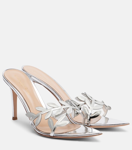 Flavia metallic leather mules in silver - Gianvito Rossi | Mytheresa