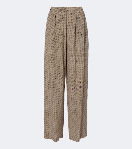 Logo silk pajama pants in beige - Balenciaga | Mytheresa