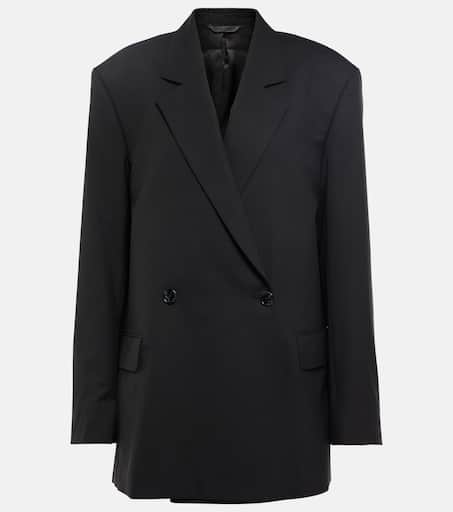 Double-breasted wool-blend blazer in black - Acne Studios