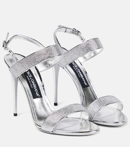 【Dolce&Gabbana】 x Kimクリスタル-embellishedサンダル x Kim crystal-embellished sandals in silver - Dolce Gabbana