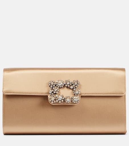 【関税込み】ROGER VIVIER 'Efflorescence' clutch Efflorescence Mini Clutch in satin Light Blue Woman