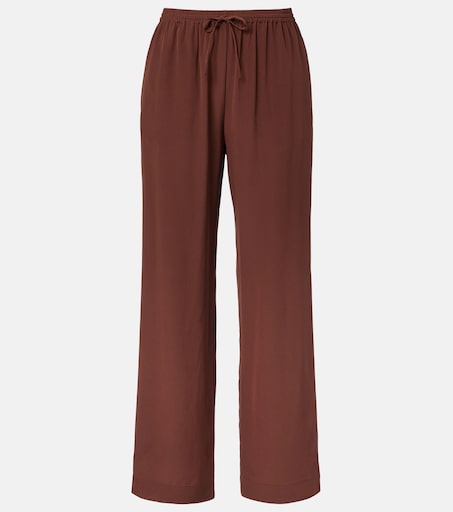 Pantalon ample Aurelia en crêpe de soie en marron – Asceno | Mytheresa