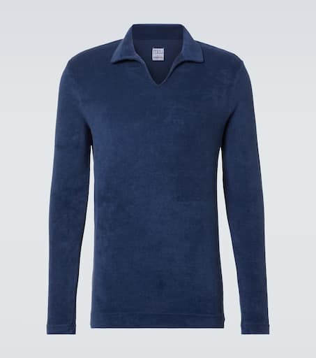 Cotton terry polo shirt in blue - Fedeli | Mytheresa