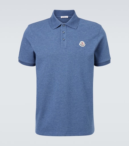 【関税&送料込】Moncler T-shirts and Polos Blue Cotton polo shirt in blue - Moncler | Mytheresa