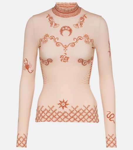 Regenerated Second Skin jersey top in pink - Marine Serre | Mytheresa