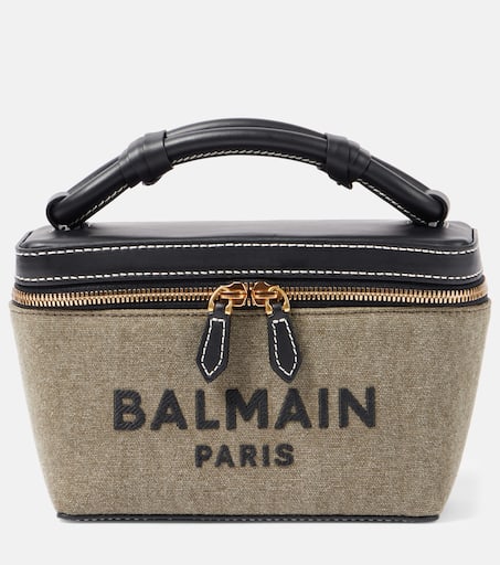 B-Army leather-trimmed canvas shoulder bag in green