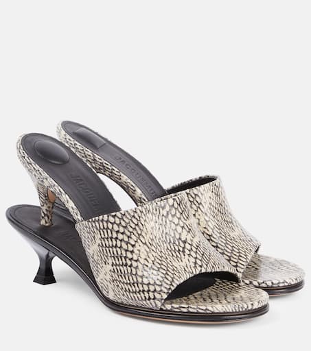 Doubles snake-effect leather mules in multicoloured