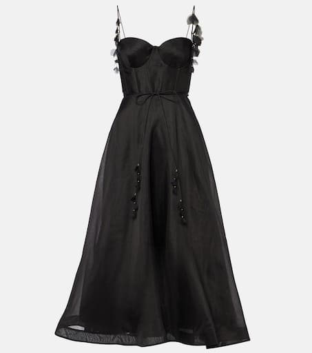 Natura floral linen and silk bustier dress in black - Zimmermann | Mytheresa