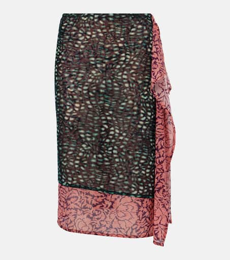 Printed draped midi skirt in purple - Dries Van Noten